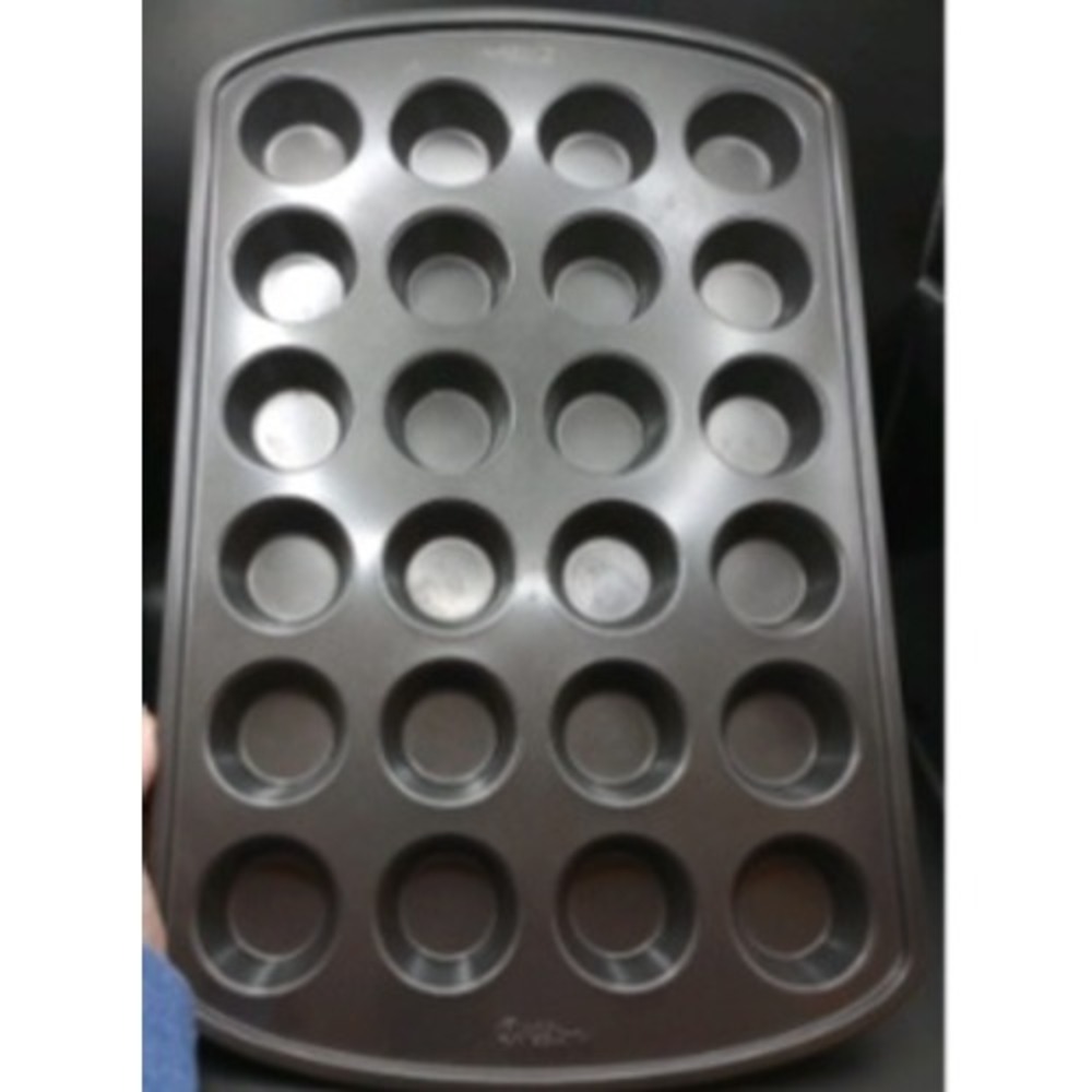 Wilton 24 Cup Mini Muffin Pan Non-Stick Steel Cupcake Baking Tray Dark Gray